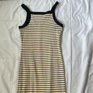 Black, Yellow, and White Striped Body-Con Mini